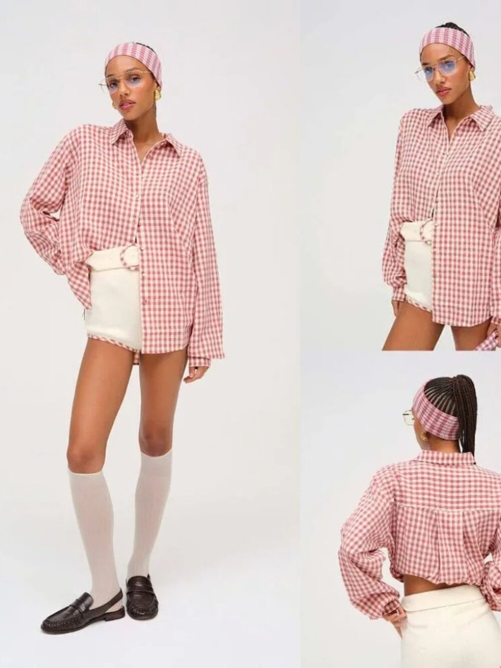 For Love & Lemons Mauve/Cream Checkered Bundle - Picture 5 of 13